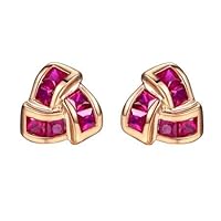 GOWE GEM FIRE Signs Whirl Dance 0.6 CT Certified Ruby Earrings Jewelry Ear Studs Round Cut 18K Rose Gold
