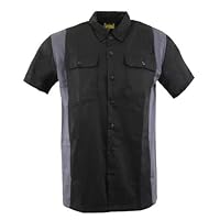 Biker Clothing Co. Mens Mdm11674.01 Men’s Two-Tone Black and Grey Short Sleeve Motorcycle Mechanic Shirt