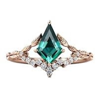1 CT Antique Kite Shaped Emerald Engagement Ring Vintage Leaf Style Ring Kite Cut Emerald Wedding Rings Art Deco Wedding Ring Anniversary Rings