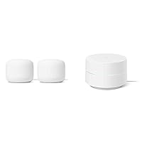 Google Nest WiFi - AC2200 - Mesh WiFi System - WiFi Router - 4400 Sq Ft Coverage - 2 Pack with Google WiFi - AC1200 - Mesh WiFi System - WiFi Router - 1500 Sq Ft Coverage - 1 Pack