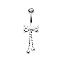 WildKlass Jewelry Dainty Bow-Tie Charm 316L Surgical Steel Belly Button Ring