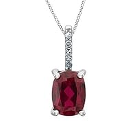 Oval Cut Ruby & Diamond Pendant For Womens & Girls 14k Yellow Gold Plated 925 Sterling Silver.