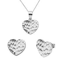 WHITE GOLD HAMMERED HEART PENDANT NECKLACE - Gold Purity:: 14K, Pendant/Necklace Option: Pendant Only