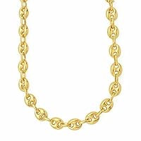 14k REAL Yellow Gold 11.0mm Shiny Puffed SOLID Mariner Chain Necklace or Bracelet Bangle for Pendants and Charms with Lobster-Claw Clasp (8.5