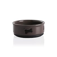 Sweejar Ceramic Dog Bowls with Bone Pattern, Dog Food Dish for Small Dogs, Porcelain Pet Bowl for Water 16 Fl Oz (Brown)