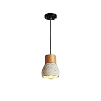 Simple American Vintage Cement Hanging Light Solid Wood Color Single Head Light Fixture Modern Creative Environmental Protection Energy Saving Chandelier Hotel Bar Restaurant Home Decoration Li