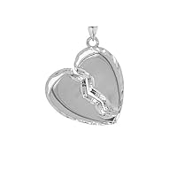 SPARKLE-CUT EDGED BROKEN HEART PENDANT NECKLACE IN STERLING SILVER - Pendant/Necklace Option: Pendant With 18