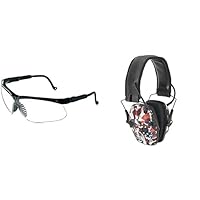 Howard Leight by Honeywell Genesis Sharp-Shooter Shooting Glasses, Clear Lens (R-03570) by Honeywell Impact Sport Sound Amplification Electronic Shooting Earmuff, ONE NATION