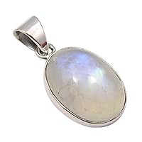 SilverStarJewel 925 Reiner Sterling Silver Rainbow Moonstone Necklace Pendant 2.8Cm Jewelry (3158 --- 3.7)