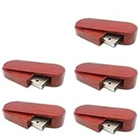 5 Pack Rotate Red Wood 2.0/3.0 USB Flash Drive USB Disk Memory Stick with Wooden (3.0/32GB)