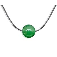 Jade necklace, Malaysia jade, natural, green, round, 14mm, wax cord