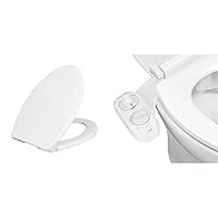 LUXE Bidet Luxe TS1008E Elongated Comfort Fit Toilet Seat with Slow Close & NEO 185 Plus – Next-Generation Bidet Toilet Seat Attachment with Innovative EZ-Lift Hinges, and 360° Self-Cleaning Mode