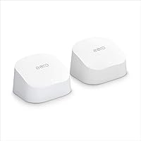 Certified Refurbished Amazon eero 6 dual-band mesh Wi-Fi 6 system, with built-in Zigbee smart home hub (1 router + 1 extender)