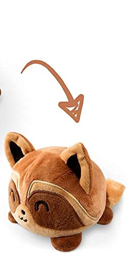 TeeTurtle - The Original Reversible Raccoon Plushie - Brown - Cute Sensory Fidget Stuffed Animals That Show Your Mood