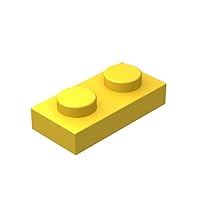 Classic Building Bulk 1x2 Plate, Yellow Plates 1x2, 100 Piece, Compatible with Lego Parts and Pieces 3023(Color:Yellow)