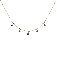 Gold Plated Necklace 5 Faceted Amethyst Beads