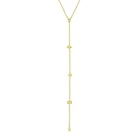 14k Yellow Gold 6 Diamond .07tcw Adjustable Y Necklace With Geometric Element 18 Inch Jewelry for Women