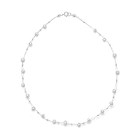 925 Sterling Silver 16 Inch Double Strand Freshwater Cultured Pearl Necklace Jewelry for Women