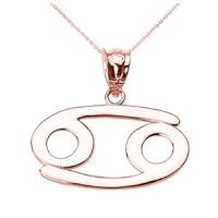 Rose Gold Cancer July Zodiac Sign Pendant Necklace - Gold Purity:: 10K, Pendant/Necklace Option: Pendant Only