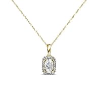 Oval White Sapphire & Natural Diamond Pendant 0.71 ctw 14K Yellow Gold. Included 18 inches 14K Gold Chain.