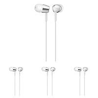 Sony MDREX155AP in-Ear Earbud Headphones/Headset with mic for Phone Call, White (MDR-EX155AP/W) (Pack of 4)