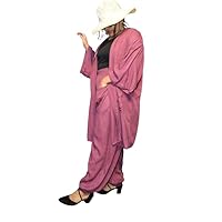 Magenta Color Alibaba Two piece kimono set,Resort wear,Loose Fitting,Summer Outfits,Unisex,Loungewear sets Yellow Color Solid Dress Set With Pant