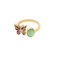 Butterfly chalcedony open ring women fashion personality niche jewelry