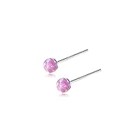 2mm Opal Stud Earrings Sterling Silver 925 Colorful Stone Tiny Ball Cartilage Earrings Tragus Studs Piercing Barbell Mini Small Earrings Dainty Jewelry Gifts for Women Girls