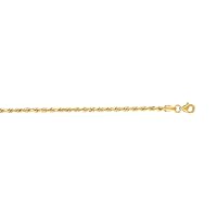 14k Yellow Gold 2.5mm Shiny Solid Sparkle Cut Rope Chain With Lobster Clasp Necklace Jewelry for Women - Length Options: 16 18 20 22 24 30