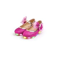 'Bling Juju' LED Mary Jane Shoes for Girls_Pink and Hot Pink, US Size 8 Toddler ~ 1.5 Little Kid