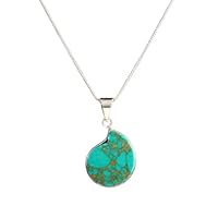 Handmade 925 Sterling Silver Natural Green Turquoise Wedding Pendant Gift Jewelry