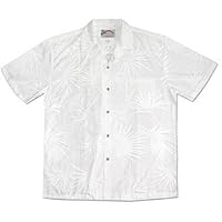 Midnight Palm Men's Wedding White Hawaiian Aloha Rayon Shirt