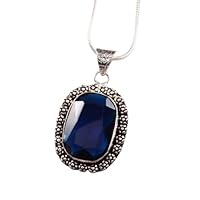 925 Sterling Silver Pretty Blue Tanzanite Gemstone Pendant Gift Jewelry