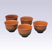 Tokoname Pottery Tea Cups - Koji - Vermilion - 5yunomi Cups [Standard Ship by EMS: with Tracking Number & Insurance]