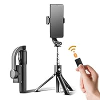 Selfie Stick Gimbal Stabilizer with 360° Rotation Tripod with Wireless Remote, Portable Phone Holder, Auto Balance 1-Axis Gimbal for Smartphones Tiktok Vlog Youtuber Live Video Record (Black)
