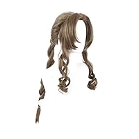 Aerith Gainsborough Cosplay Wig 27 Inch Brown Long Curly Hair for Halloween Party