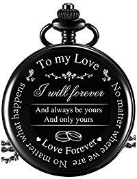 Pangda Pocket Watch to Husband Wife Boyfriend Girlfriend, Engraved to My Love Pocket Watch - No Matter Where We are, No Matter What Happens, Love Forever
