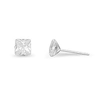 925 Sterling Silver 5x5mm Square CZ Cubic Zirconia Simulated Diamond Stud Earrings Nickel Free Jewelry for Women