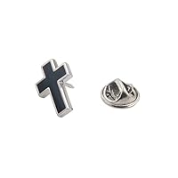 Chaplain Finish Cross Lapel Pin - Religious Christian Latin Silver Brooch