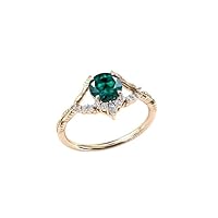 2.5 CT Art Deco Emerald Engagement Ring 18K Rose Gold Emerald Leaf Wedding Ring Antique Vintage Emerald Bridal Anniversary Promise Ring For Women