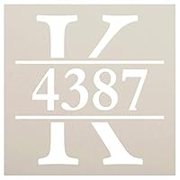 Personalized Monogram Address Stencil by StudioR12 | Paint Custom House Number Wood Sign | DIY Initial Letter Home Decor | Select Size (12 x 12 inch)