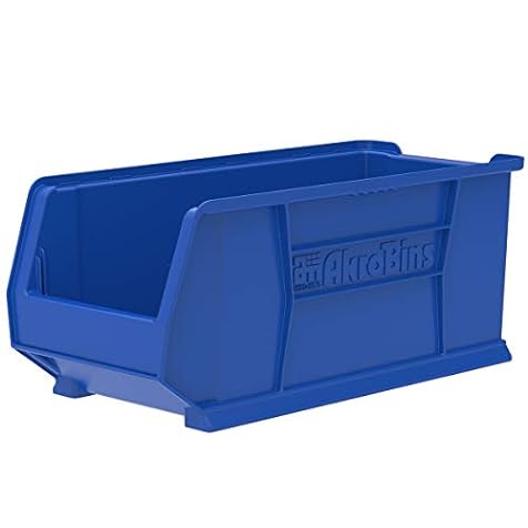 Akro-Mils 30287 Super-Size AkroBin Heavy Duty Stackable Storage Bin Plastic Container, (24-Inch L x 11-Inch W x 10-Inch H), Blue, (4-Pack)