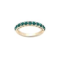 1 CT Art Deco Emerald Half Eternity Band For Women Unique Stacking Band 14k Gold Emerald Wedding Band Antique Eternity Engagement Band For Her
