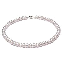 JYX Pearl Choker Necklace Classic 7mm White Freshwater Pearl Necklace Choker 16