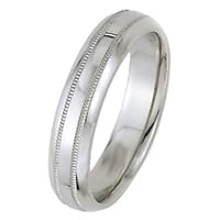 Wedding Bands; Platinum Men`s and Women`s Dome Park Ave Wedding Bands 5mm Wide Comfort Fit