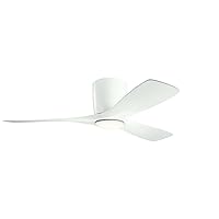 Kichler 300032MWH Volos, 48'' Ceiling Fan with LED Lights & Wall Control, Matte White