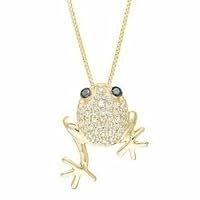 1.00 Ct Round Cut Lab Created Diamond Frog Pendant 14k Yellow Gold Plated 18