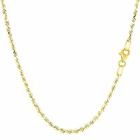 14K SOLID Yellow Gold Shiny Diamond-Cut Rope Chain Necklace Pendants and Charms with Lobster-Claw Clasp many Gauges Length (1 25mm, 1 5mm, 2mm, mm, 2 5mm, mm, 3mm, 3 5mm, 4mm ,5mm) (7