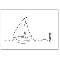 Abstract Boat with Exclamation Mark As Line Drawing on White Background. Fridge Magnet