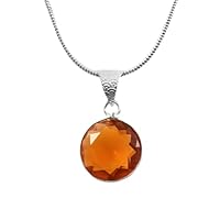 925 Sterling Silver Gorgeous Citrine Gemstone Pendant Necklace Women Delicate Handmade Jewelry